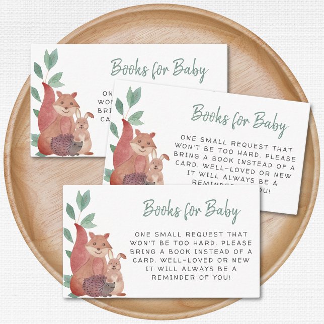 Tarjeta De Recepción Solicitud de libro de Woodland Animals Baby Shower (Subido por el creador)