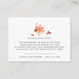 Tarjeta De Recepción Solicitud de libro | Floral Ladybug Baby Shower