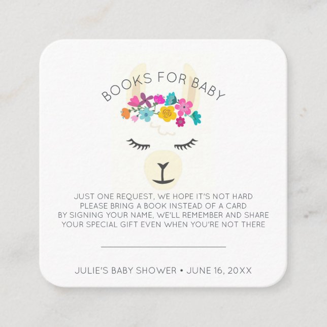 Tarjeta De Recepción Solicitud de libro | Inserción de Baby Shower de L (Anverso)