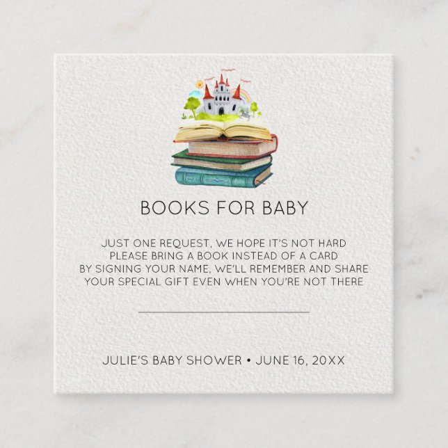 Tarjeta De Recepción Solicitud de libro | Insertar Baby Shower de cuent (Anverso)