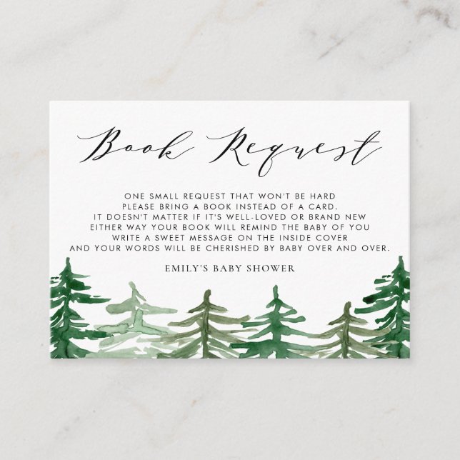 Tarjeta De Recepción Solicitud de libro | Libros de madera acuarela par (Anverso)