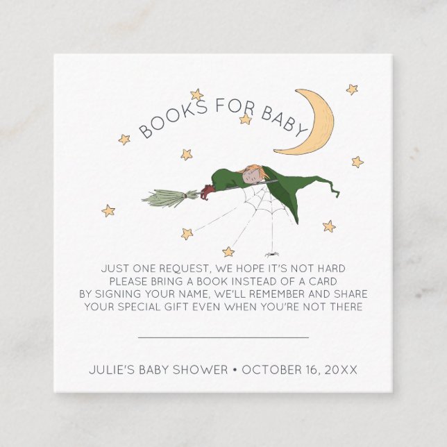 Tarjeta De Recepción Solicitud de libro | Little Witch Baby Shower Inse (Anverso)