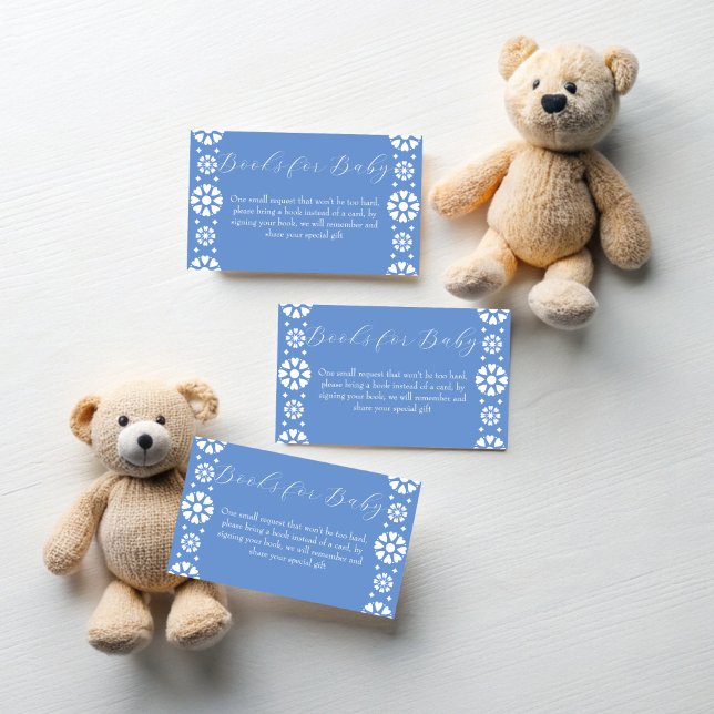 Tarjeta De Recepción Solicitud de libro mexicano de Cielito lindo azul  (Cielito lindo dusty blue Mexican book request Enclosure Card papel picado books for baby cards)