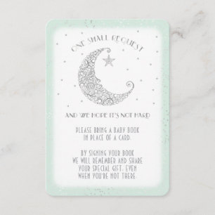 Tarjeta De Recepción Solicitud de libro Moon Star Baby Shower Plata Min