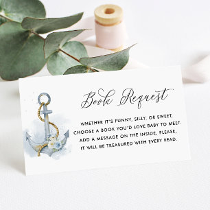 Tarjeta De Recepción Solicitud de libro náutico de ancla floral azul