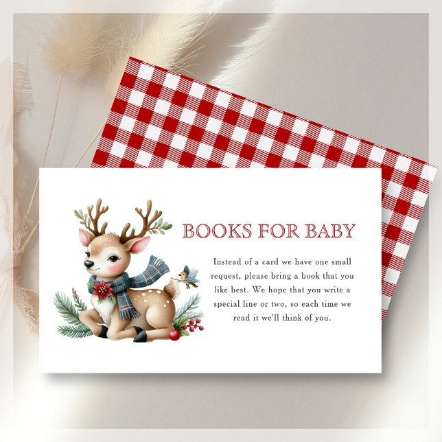 Tarjeta De Recepción Solicitud de libro | Navidades Reindeer Baby Showe (Subido por el creador)