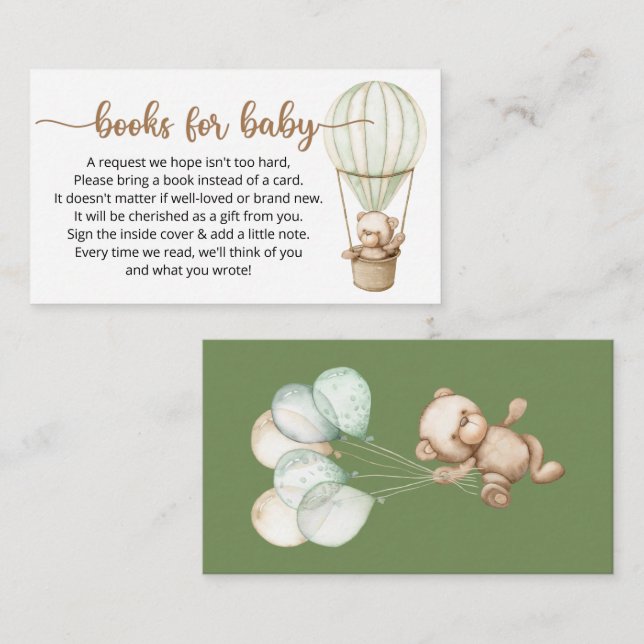Tarjeta De Recepción Solicitud de libro para Baby Shower (Anverso / Reverso)