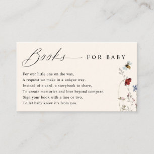 Tarjeta De Recepción Solicitud de libro para baby shower Boho Wildflowe