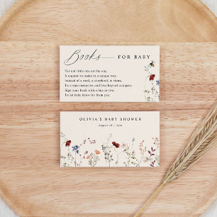 Tarjeta De Recepción Solicitud de libro para baby shower Boho Wildflowe