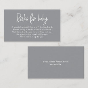 Tarjeta De Recepción Solicitud de libro para baby shower con letra mode