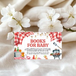 Tarjeta De Recepción Solicitud de libro para baby shower de BBQ