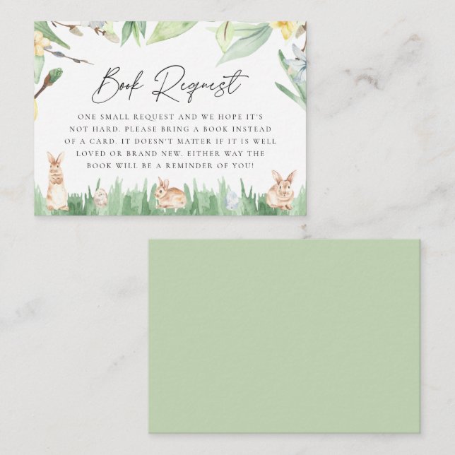 Tarjeta De Recepción Solicitud de libro para baby shower de conejitos d (Anverso / Reverso)
