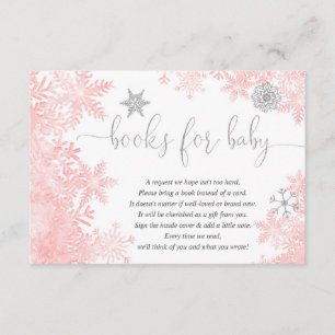 Tarjeta De Recepción Solicitud de libro para baby shower de copo de nie