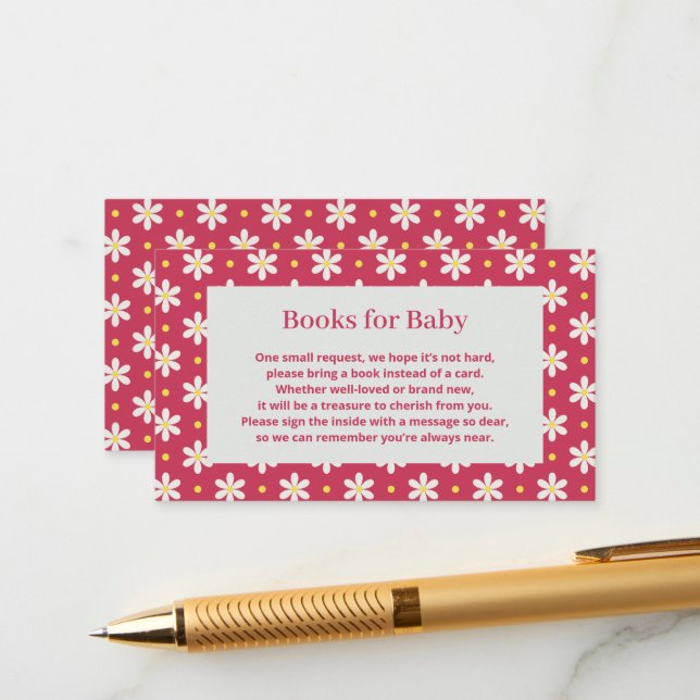 Tarjeta De Recepción Solicitud de libro para baby shower de Daisy (Anverso/Reverso In Situ)