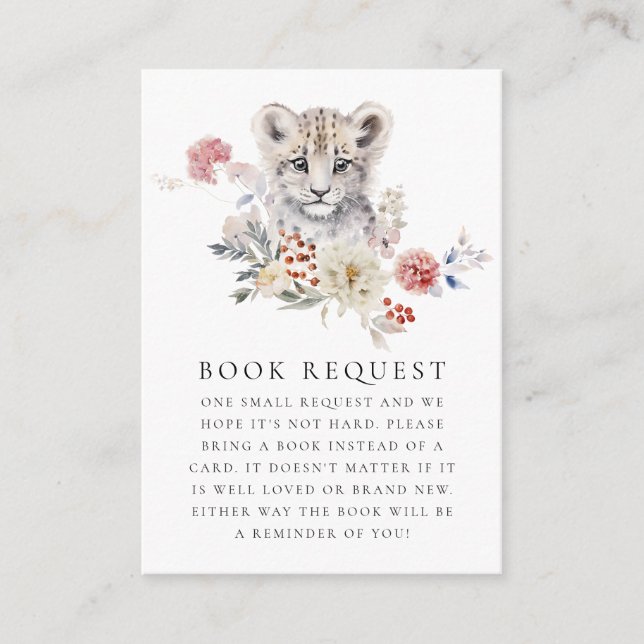Tarjeta De Recepción Solicitud de libro para baby shower de leopardo de (Anverso)