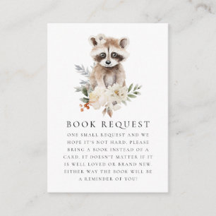 Tarjeta De Recepción Solicitud de libro para baby shower de mapache en