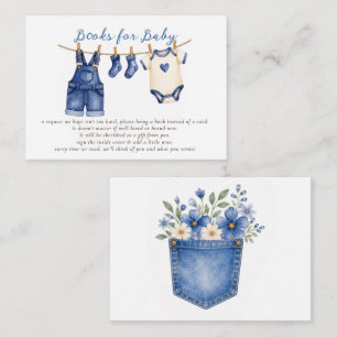 Tarjeta De Recepción Solicitud de libro para baby shower de niño Blue J