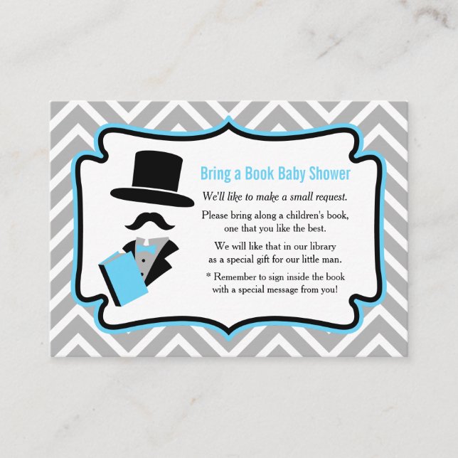 Tarjeta De Recepción Solicitud de libro para baby shower de niño con bi (Anverso)
