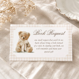 Tarjeta De Recepción Solicitud de libro para baby shower de osito vinta