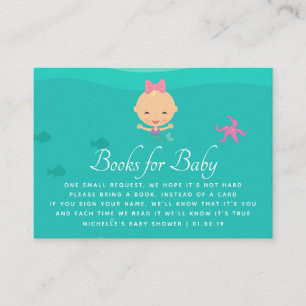 Tarjeta De Recepción Solicitud de libro para baby shower de sirena bajo