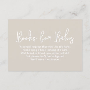 Tarjeta De Recepción Solicitud de libro para baby shower en beige con l
