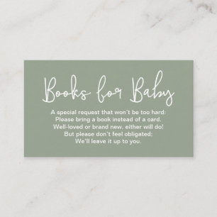 Tarjeta De Recepción Solicitud de libro para baby shower en verde salvi