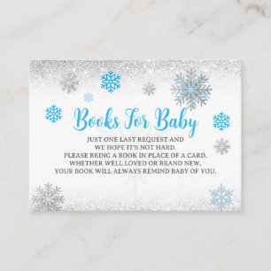 Tarjeta De Recepción Solicitud de libro para baby shower Snowflake Blue