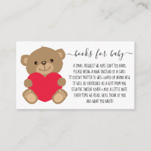 Tarjeta De Recepción Solicitud de libro para Baby Shower Teddy Bear Hea