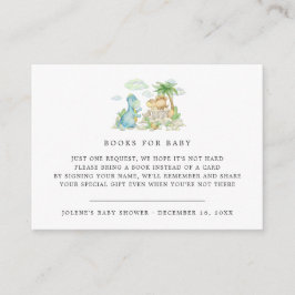 Tarjeta De Recepción Solicitud de libro | Pequeño Baby Shower de dinosa