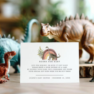 Tarjeta De Recepción Solicitud de libro   Pequeño Baby Shower de dinosa