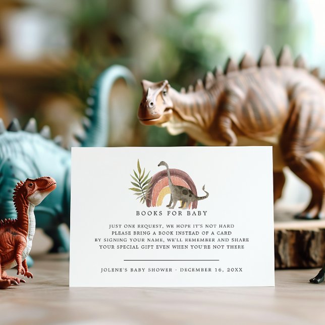 Tarjeta De Recepción Solicitud de libro | Pequeño Baby Shower de dinosa (Subido por el creador)