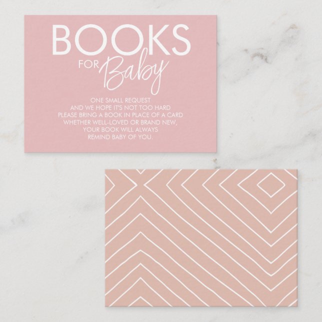 Tarjeta De Recepción Solicitud de libro rosa boho y rubor (Anverso / Reverso)