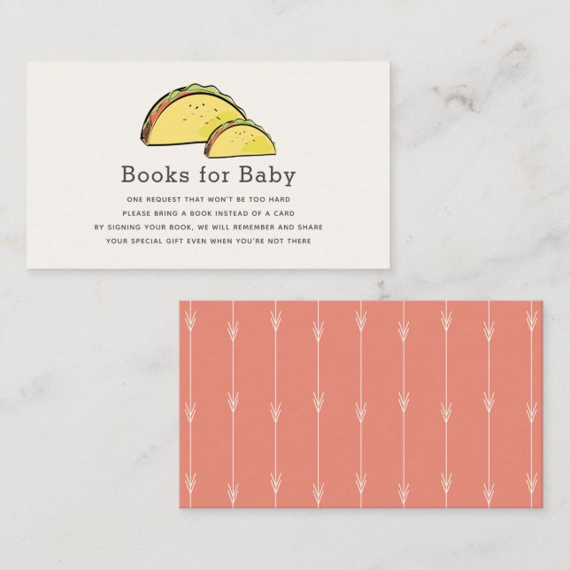 Tarjeta De Recepción Solicitud de libro rosa de Baby Shower de Taco (Anverso / Reverso)