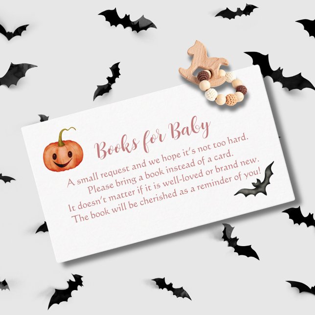Tarjeta De Recepción Solicitud de libro rosado de Baby Shower de Hallow (Subido por el creador)