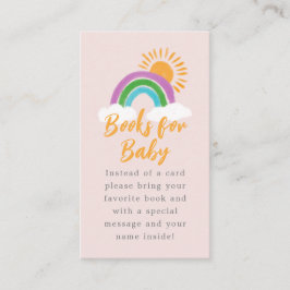 Tarjeta De Recepción Solicitud de libro Rubor Boho Rainbow Baby Shower