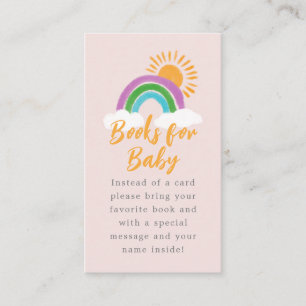Tarjeta De Recepción Solicitud de libro Rubor Boho Rainbow Baby Shower