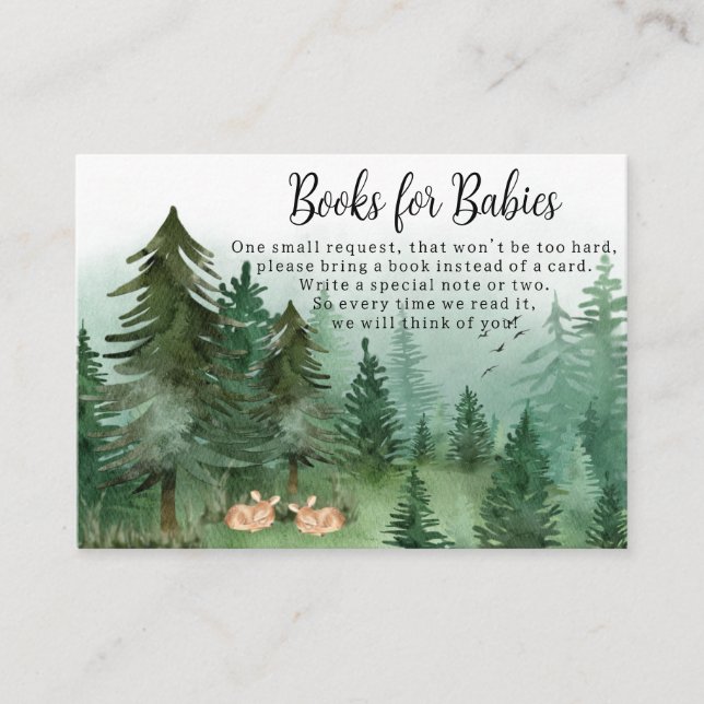 Tarjeta De Recepción Solicitud de libro Twin Boy Deer Woodland (Anverso)