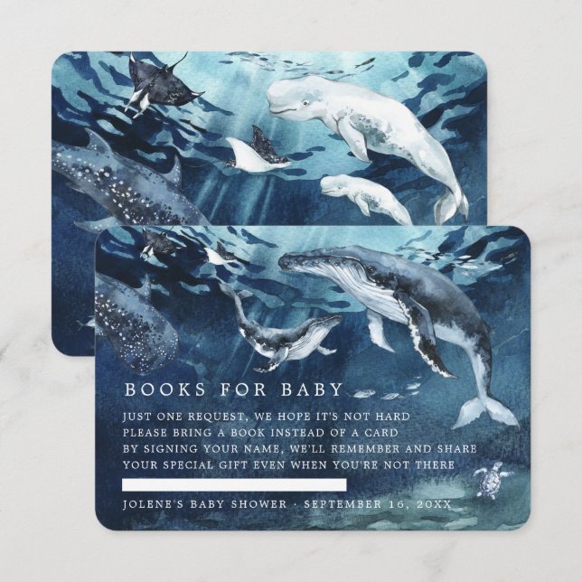 Tarjeta De Recepción Solicitud de libro | Under the Sea Ocean Baby Show (Anverso / Reverso)