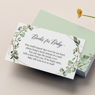 Tarjeta De Recepción Solicitud de libros Baby Shower de eucalipto geomé