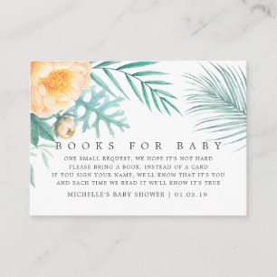 Tarjeta De Recepción Solicitud de libros de baby shower floral de menta