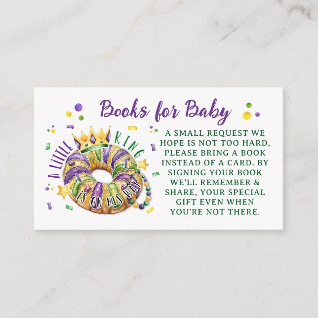 Tarjeta De Recepción Solicitud de libros de Mardi Gras para bebé (Anverso)