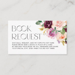 Tarjeta De Recepción Solicitud de libros de otoño de flores de Burdeos 
