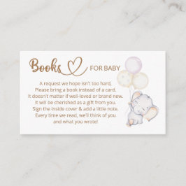 Tarjeta De Recepción Solicitud de libros para Baby Elephant Baby Shower