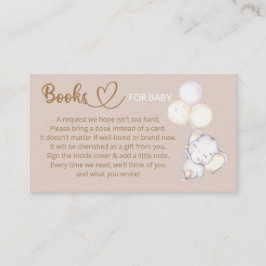 Tarjeta De Recepción Solicitud de libros para Baby Elephant Baby Shower