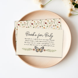 Tarjeta De Recepción Solicitud de libros para Baby Shower Boho Wildflow
