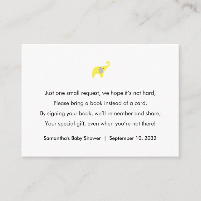 Tarjeta De Recepción Solicitud de libros para elefantes amarillos / lib (Anverso)