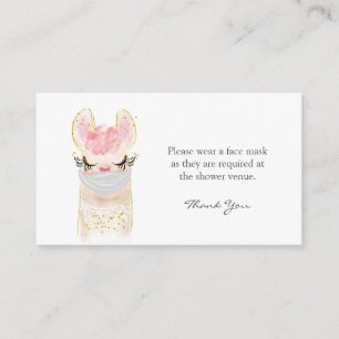 Tarjeta De Recepción Solicitud de Máscara de Cara de Lllama Baby Shower