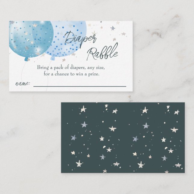 Tarjeta De Recepción Solicitud de pañales Baby Shower Blue Balloons Boy (Anverso / Reverso)