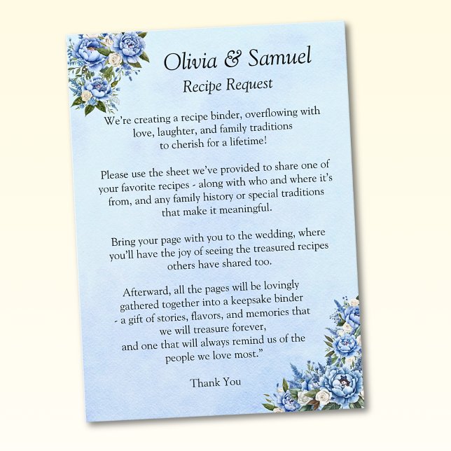 Tarjeta De Recepción Solicitud de Receta - Blue Peony  (Subido por el creador)