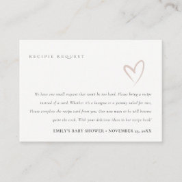 Tarjeta De Recepción Solicitud de receta de baby shower con corazón de